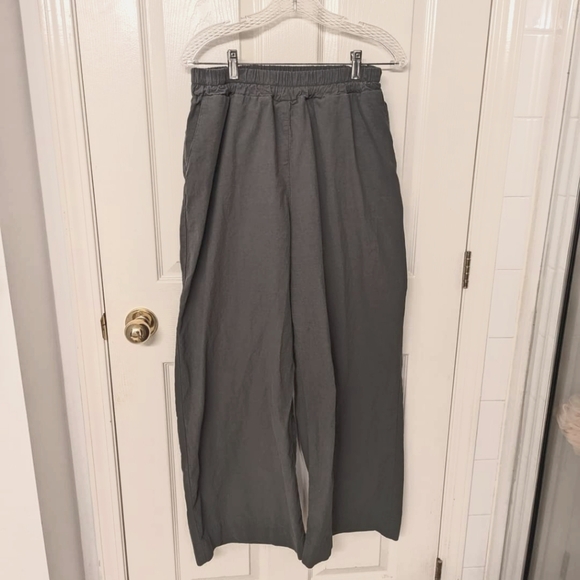 Free Label Loretta Wide Leg Pants Cotton Crepe Green L - Picture 1 of 7